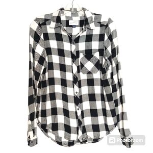 Black and White Universal Thread Long Sleeve Flannel Shirt